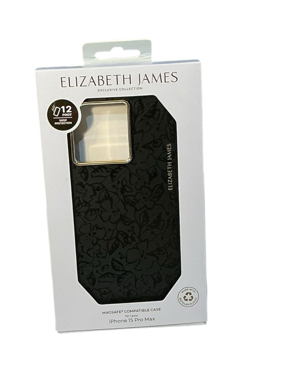 Elizabeth James Floral MagSafe Case For iPhone 15 Pro Max – Black - Gold Accents
